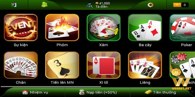 Game bài W888 kiếm thưởng thả ga