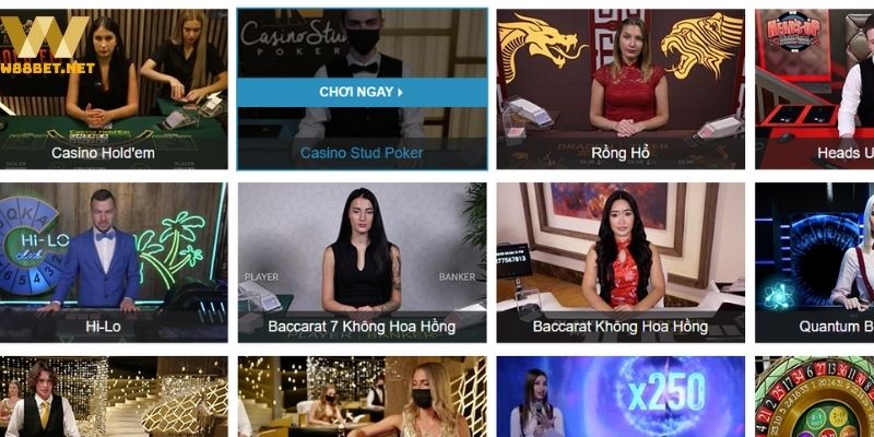 Bàn cược poker W88 khiến bạc thủ mê đắm