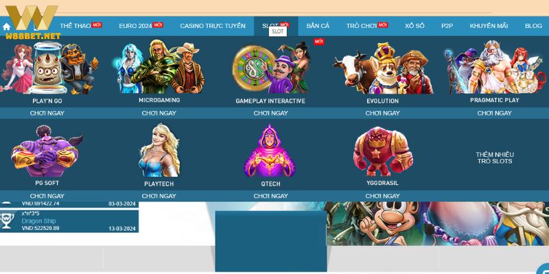 Sức hút cực khủng của slot game W88