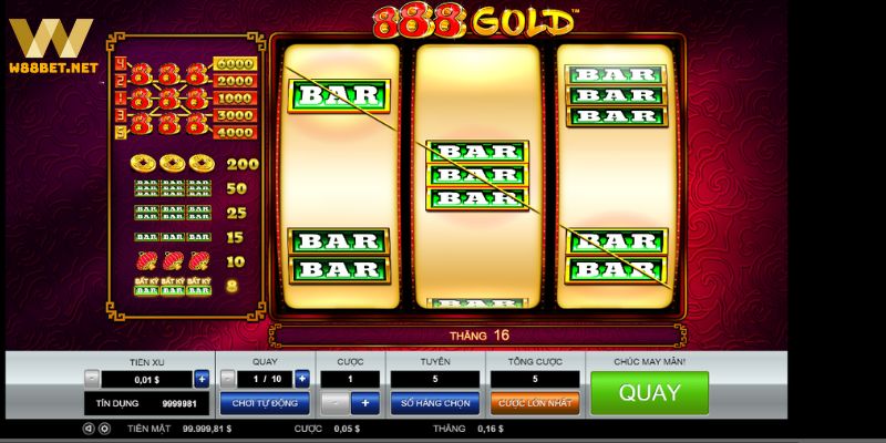 Giao diện hút mắt của game slot 888 Gold